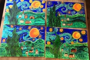 Van Gogh inspired artworks by children