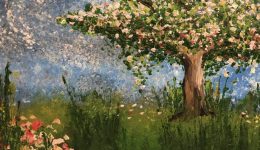 Spring tree in bloom oil paint by Arty Amber